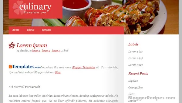 Culinary Blogger Template Culinary Blogger Templates