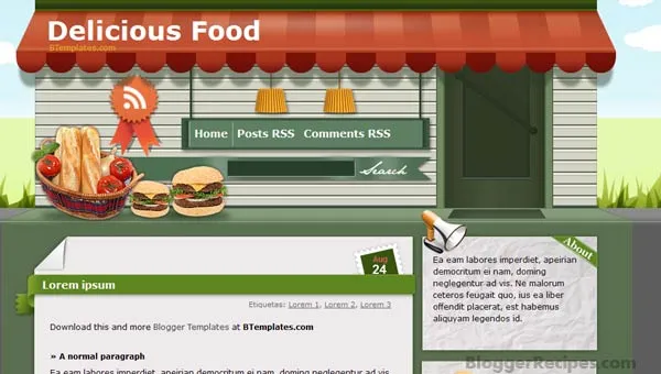 Blogger Template Delicious Food Blogger Template