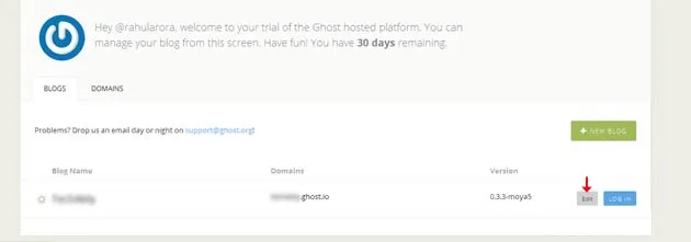 Edit Settings Editing your Ghost blog's settings