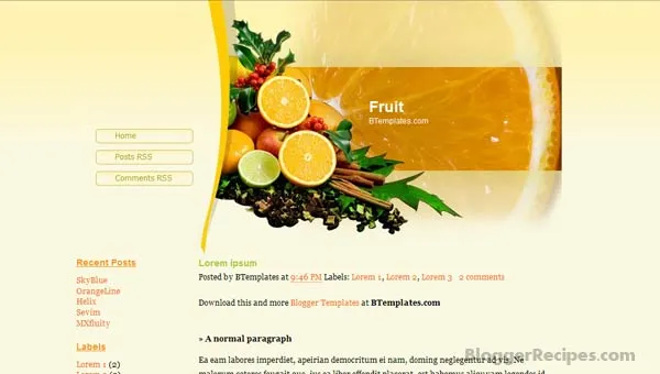 Fruit Blogger Template Fruit Blogger Templates