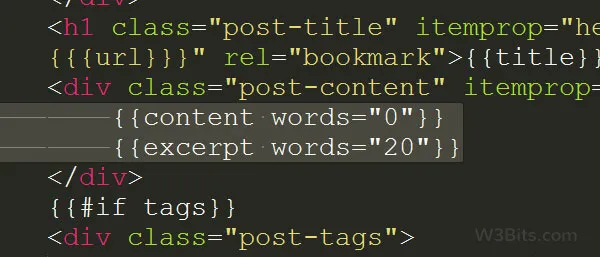 Editing the index.hbs file Ghost Content Handlebar
