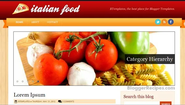 Italian Food Blogger Template Italian Food Blogger Templates