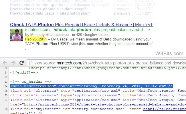 Last Modified date on Google search results