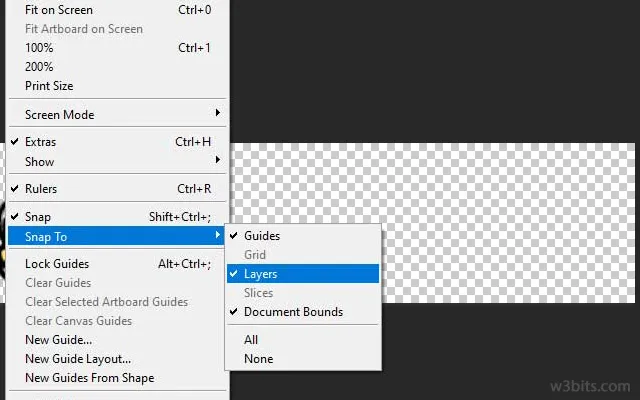 Changing view's snap settings in Photoshop